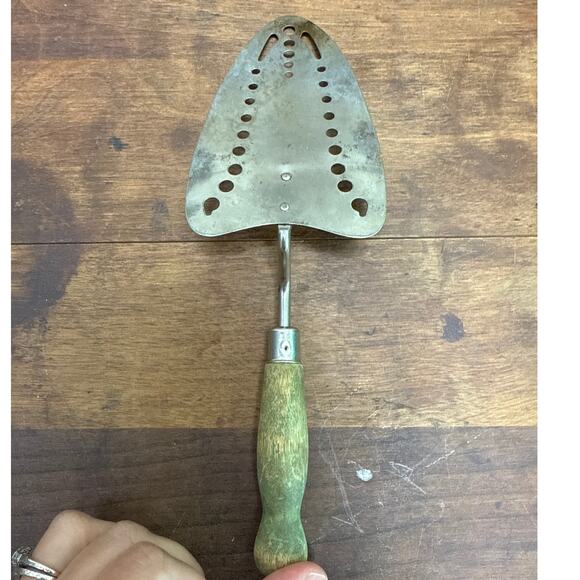 Vintage 30s Green Wood Handle Metal Pie Server Rumford Baking Powder Advertising - Picture 3 of 8